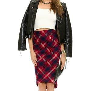 Free People Plaid Pencil Skirt